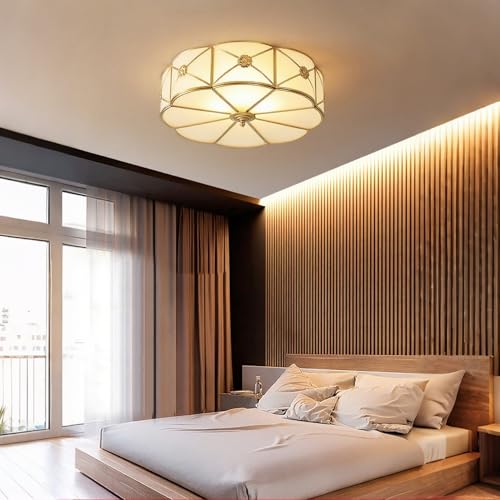 Vintage Brass Flush Mount Ceiling Light Suit for Living Room Bedroom