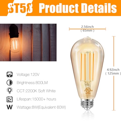 16 Pack Vintage LED Edison Bulbs (16 Count)