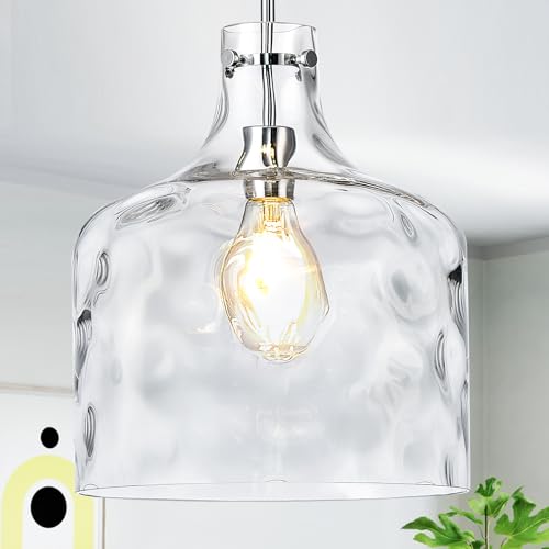 16" Farmhouse Hammered Glass Pendant Light