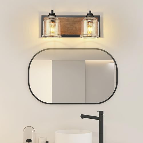 16" 2 Light Farmhouse Bathroom Vanity Light with Bubble Glass
