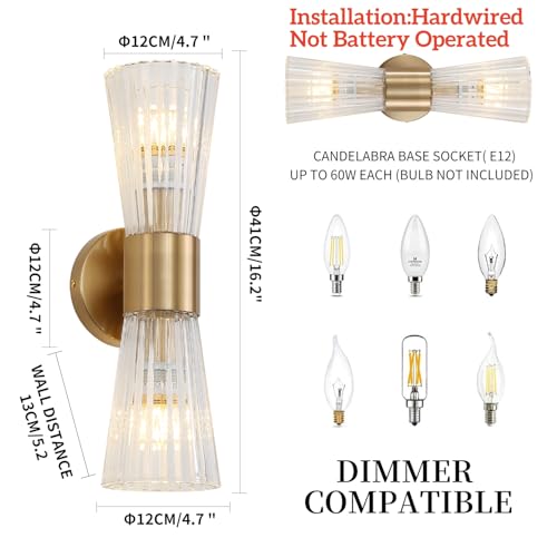 Mid Century Modern Wall Lights with Crystal Glass Shade