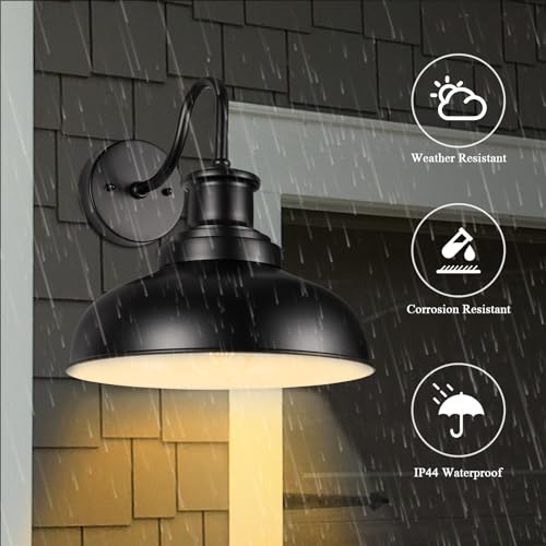 Outdoor Barn Light Outdoor Wall Sconce Farmhouse Exterior Wall Mount Light Vintage Outside Lighting Fixture Industrial Black White Lantern for Porch