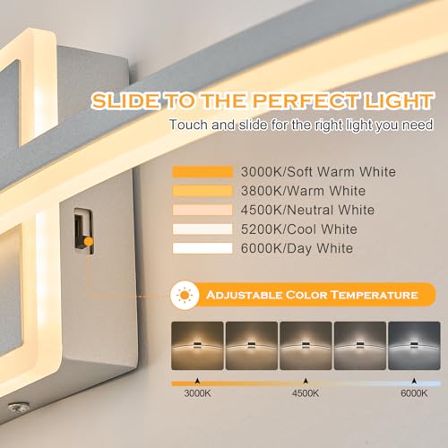 Modern LED Wall Sconce Silver LED Bathroom Light Fixtures Over Mirror Wall Lighting for Bathroom