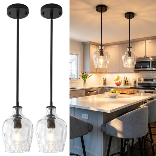 Black Pendant Lights Kitchen Island 2 Pack (2 Count)