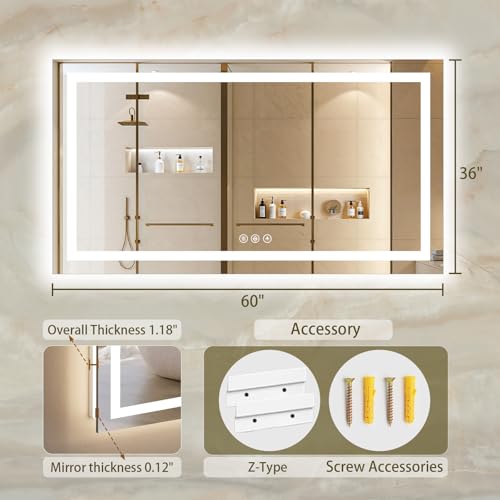 36"x60" LED Bathroom Mirror with Lights