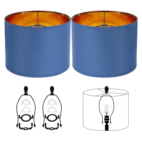 Black Lamp Shades Drum Set Of 2 Medium Gold 12 (2 Count)
