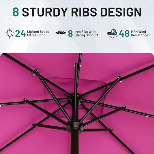 8' X 10' Rectangular Patio Umbrella with Solar Lights