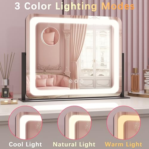 22x17 Inch Lighted Vanity Mirror with Dimmable LED Lights