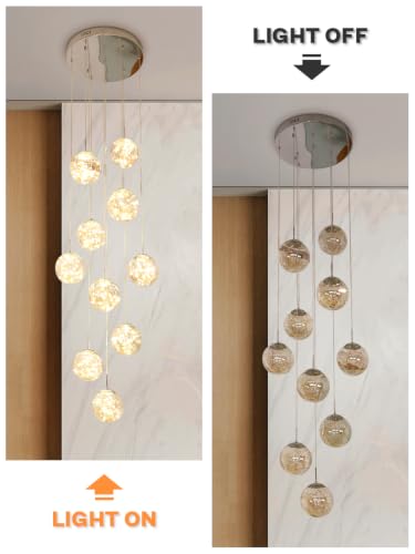 10 Light LED Staircase Chandelier Crystal Ceiling Lights Large Chandeliers for High Ceilings (127 Count)