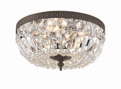 3 Light Clear Italian Crystal Flush Mount