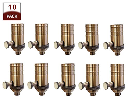 Vintage Turn Knob Dimmer Lamp Socket for Incandescent LED Bulbs (10 Count)