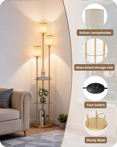 Floor Lamp with Shelves