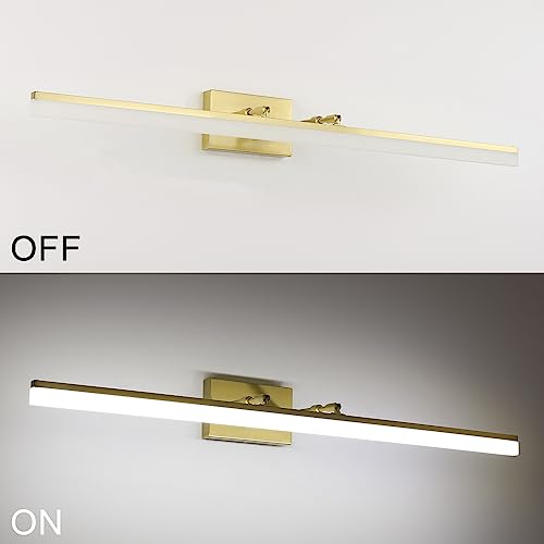 Brushed Brass Vanity Light Fixtures 40inch Modern LED Bathroom Fixtures Gold Vanity Lighing for Bathroom Wall Light Fixtures 5500K