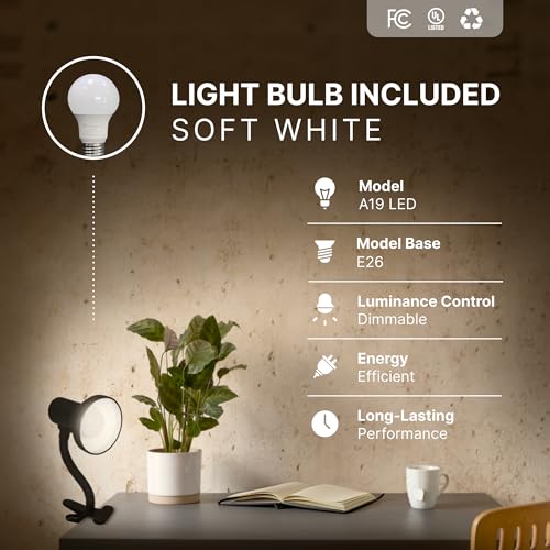 LED Clip on Desk Lamp with 360° Flexible Gooseneck