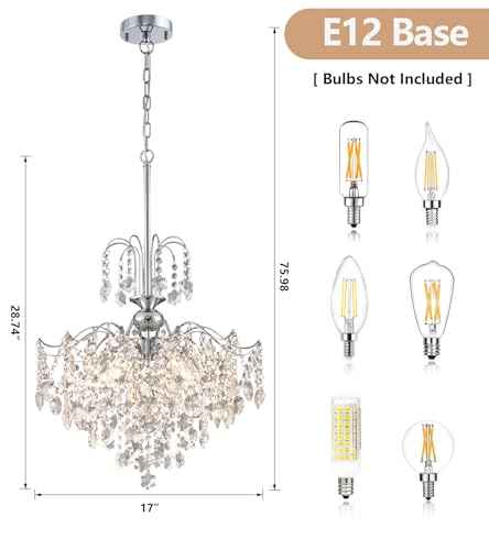 Q&S Modern Crystal Chandelier Chrome Pendant Light 6 Lights for Dining Room Kitchen Island Entryway Bathroom Hallway UL Listed