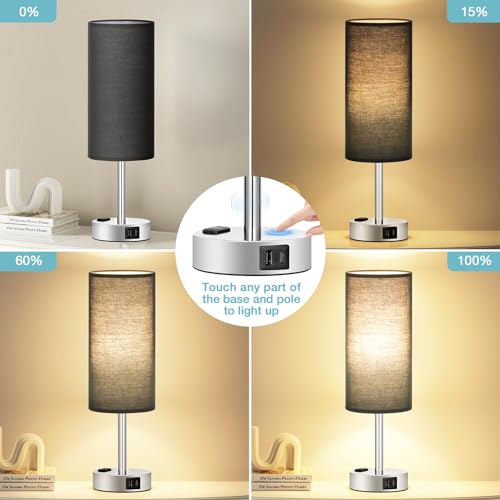 Black Bedside Lamp for Bedroom