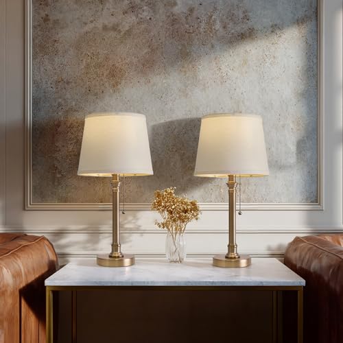 19.5" Warm Gold Small Table Lamps Set of 2 for Living Room Bedroom (2 Count)