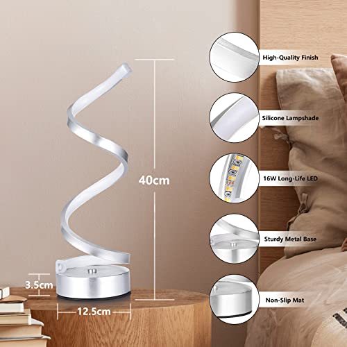 Silver Infinity Spiral LED Table Lamp