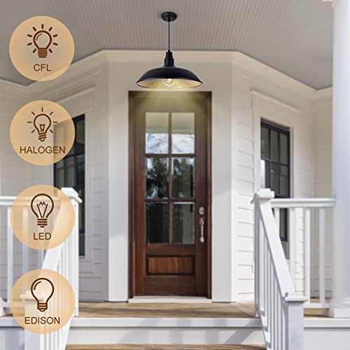 Farmhouse Pendant Light with 16 Inch Dome for Outdoor and Indoor Use