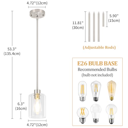 Brushed Nickel Pendant Lights Kitchen Island Modern Hanging Lighting