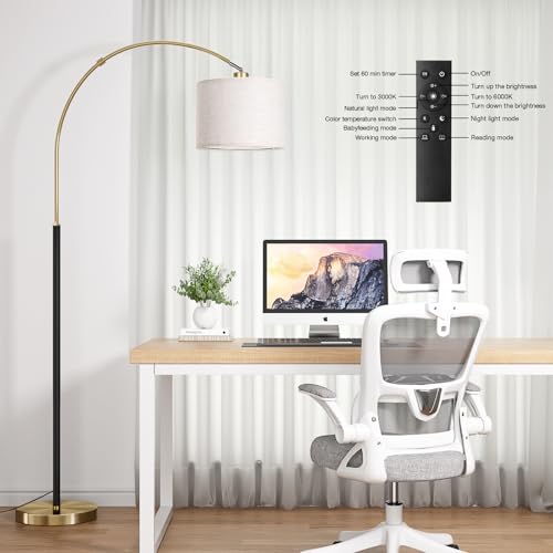 Dimmable Arc Floor Lamp with Remote