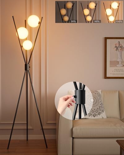 3 Globe Dimmable Tripod Floor Lamp