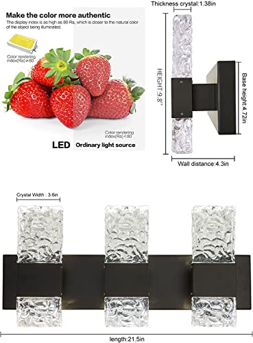 Black Bathroom Light Fixtures Crystal Bathroom Vanity Light 3 Light Over Mirror Modern LED Wall Light for Bathroom