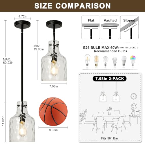 Industrial Glass Pendant Lights for Kitchen Island