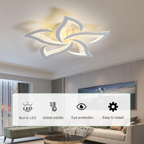 23" Modern Dimmable Flower LED Ceiling Light with Remote
