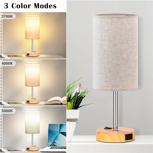 Wood Grain Table Lamp Set of 2 for Bedroom (2 Count)
