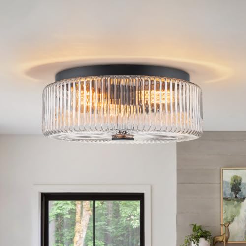 13.9 Inch Matte Black Flush Mount Ceiling Light