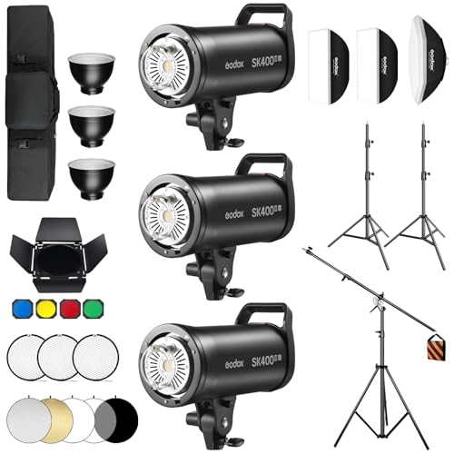 3 Pack SK400IIIV 1200Ws Studio Strobe Flash Kit (3 Count)