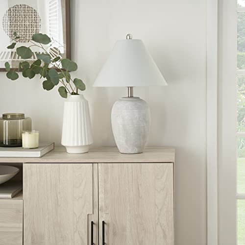 Home 23" Grey Vintage Distressed Ceramic Pot Table Lamp for Bedroom