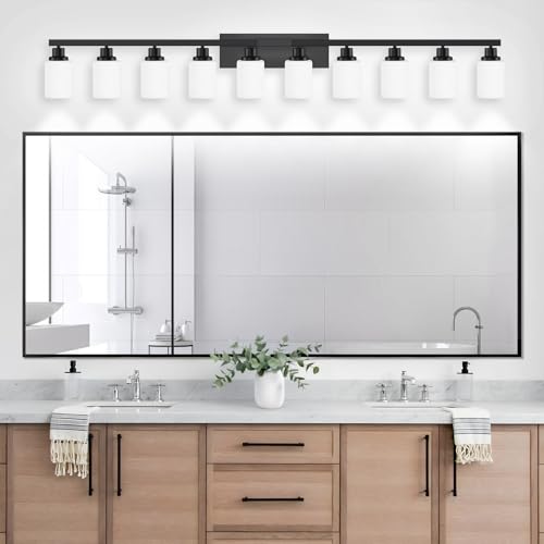 10 Light Bathroom Vanity Lights Over Mirror 65.4 inch Black (10 Count)