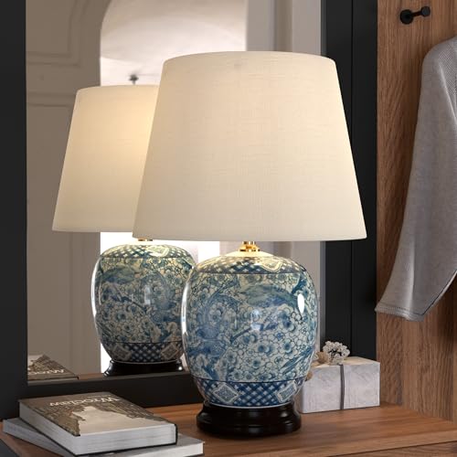 20" Classic Blue & White Porcelain Jar Lamp