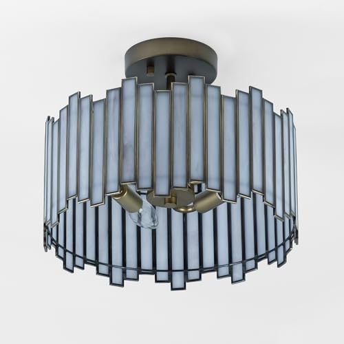 Antique Brass Ceiling Light Fixture in Drum Shape
