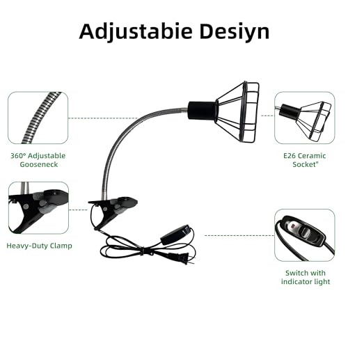 Reptile Heat Lamp Holder with Clamp