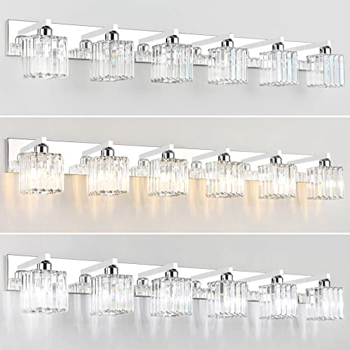 Bathroom Vanity Light Fixtures 6 Light Chrome Vanity Light for Bathroom Crystal Vanity Lighting Fixtures