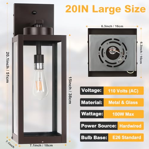 20" Oil Rubbed Bronze Dusk to Dawn Outdoor Wall Lights with Closed Bottom (2 Count)