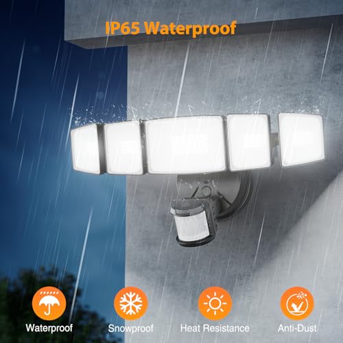120W Smart LED Security Lights Motion Sensor Outdoor 5 Heads