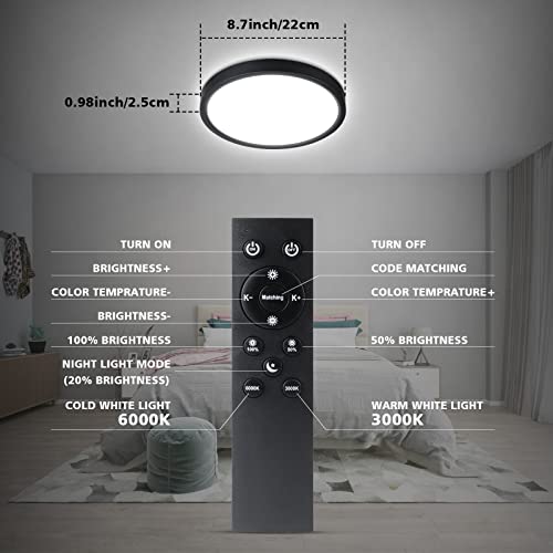 Dimmable LED Flush Mount Ceiling Light with Remote Control
