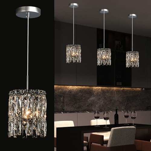 1 Light Modern K9 Crystal Pendant Lights Kitchen Island