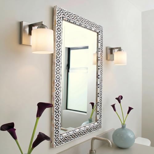 1 Light Brushed Nickel Bathroom Vanity Light with White Glass Shade