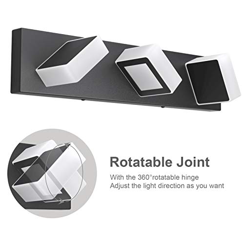 3 Light Dimmable Bathroom Vanity Light LED Modern Matte Black Vanity Wall Light Acrylic Stainless Steel Bathroom Vanity Lighting Fixtures