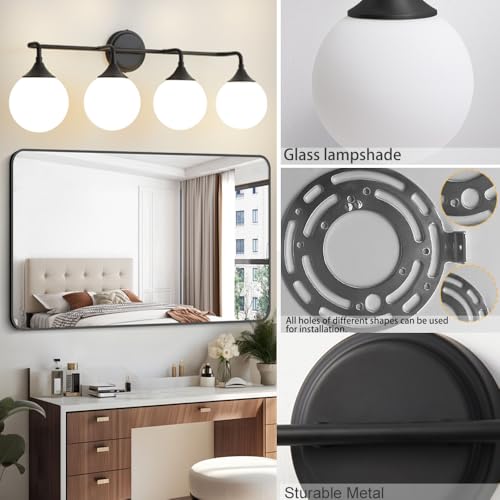 Black Bathroom Light Fixtures Over Mirror Vanity 4