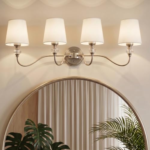 4 Light Vintage Bathroom Vanity Light Fixtures Over Mirror