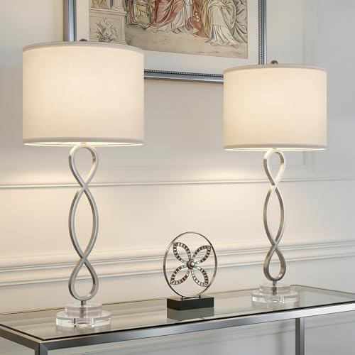 30" Brushed Nickel Buffet Table Lamps for Bedroom Set of 2