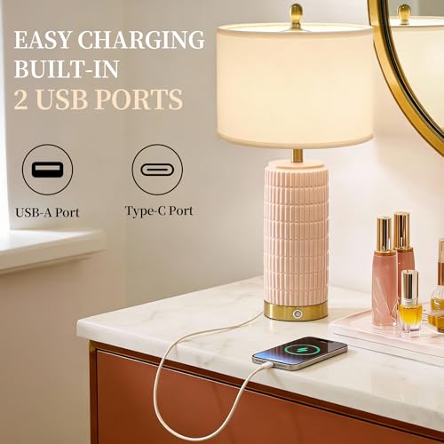 25'' Table Lamps Set of 2 for Bedroom with 3 (2 Count)