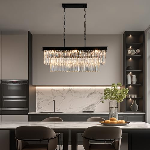 Black Crystal Chandeliers for Dining Room (9 Count)