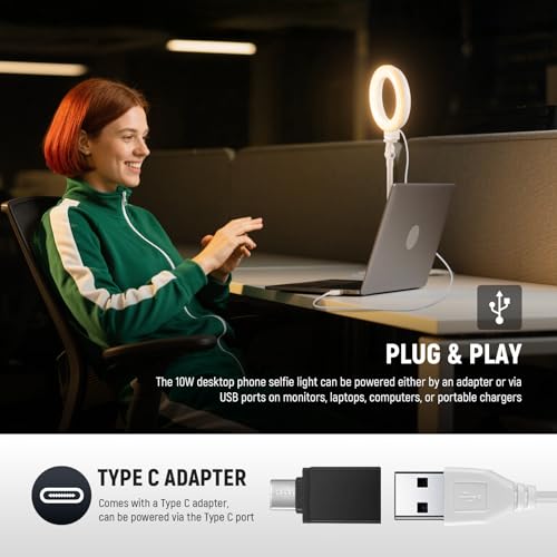 BASICS 5" 13cm Desk Ring Light with Stand